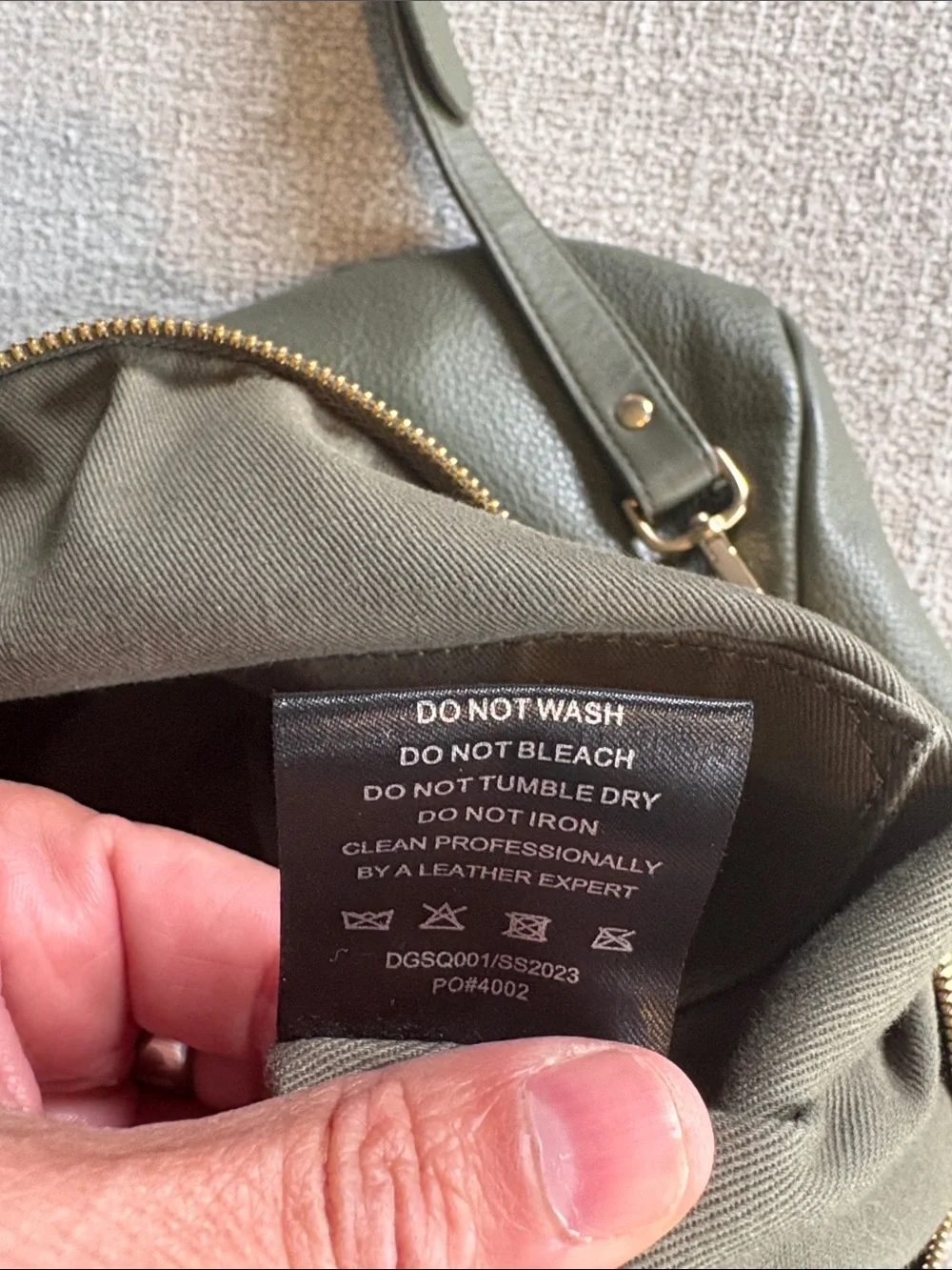 Quince Olive Green Pebbled Leather Shoulder Bag
